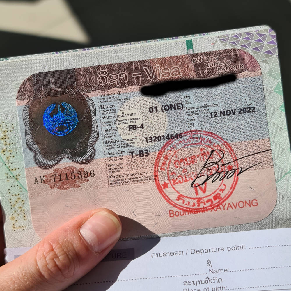 The passport visa for Laos