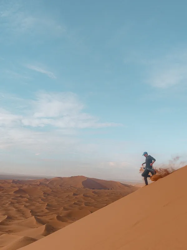 One free activity in the desert is running down the sand dunes