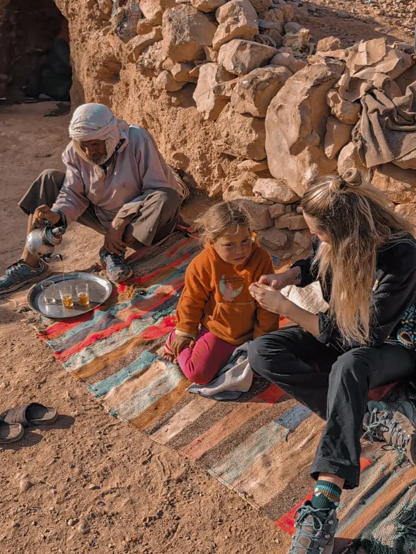 Being offered tea in the Berber camp