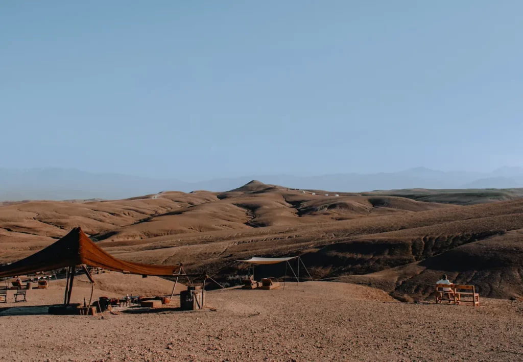 The rocky dunes of the Agafay Desert, 1 hour from Marrakech